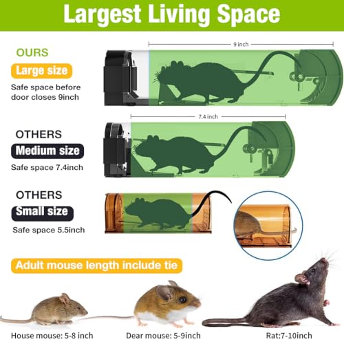 HASTHIP® Mouse Trap Snap Combo 12.6 Inches Transparent Rat Quick Response Live Catcher Humane Catch-and-Release Reusable for Kitchen 2PCS HASTHIP® Mouse Trap Snap Combo 12.6 Inches Transparent Rat Quick Response Live Catcher Humane Catch-and-Release Reusable for Kitchen 2PCS